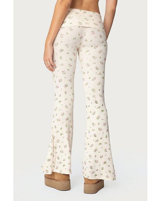 Edikted Natural Bloom Baby Fold Over Flared Leggings Pant
