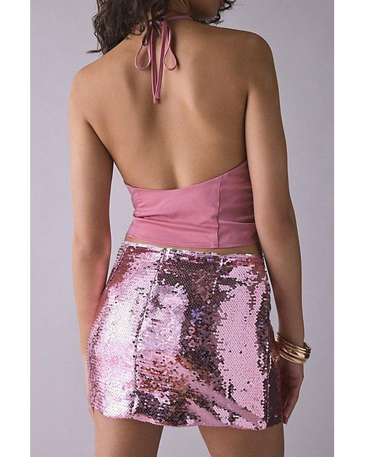 Glamorous Pink Sequin Low-Rise Mini Skirt