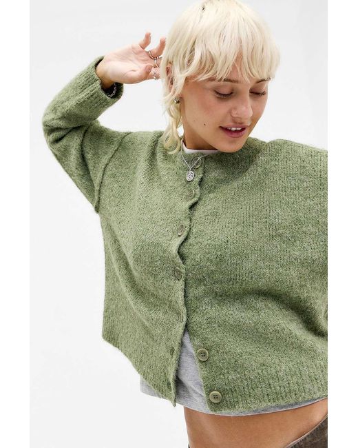 Urban Outfitters Green Uo Marli Crew Neck Cardigan