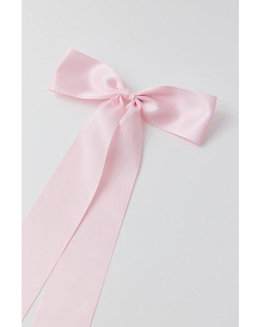 Urban Outfitters Pink Long Satin Hair Bow Barrette