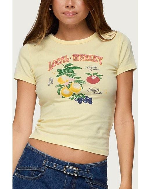 Edikted Yellow Local Market Graphic T-Shirt Top
