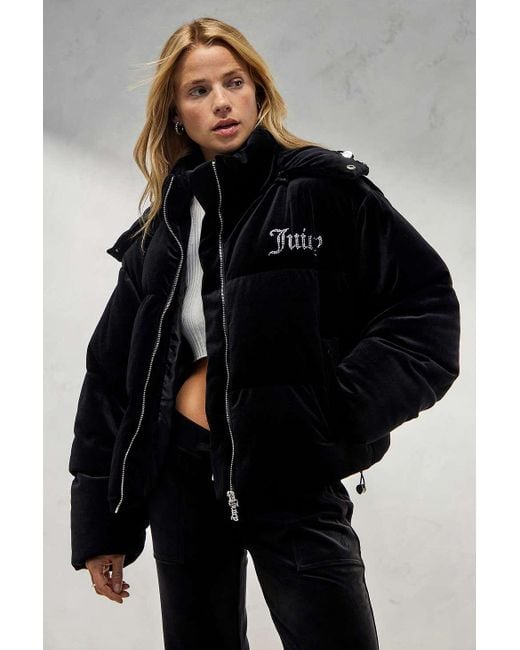 Juicy Couture Black Rosalia Hooded Puffer Jacket
