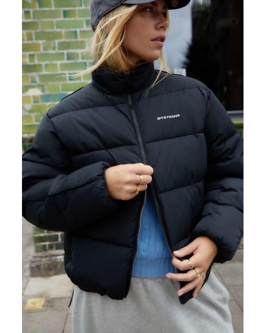 iets frans Blue Reversible Water Resistant Puffer Coat Jacket