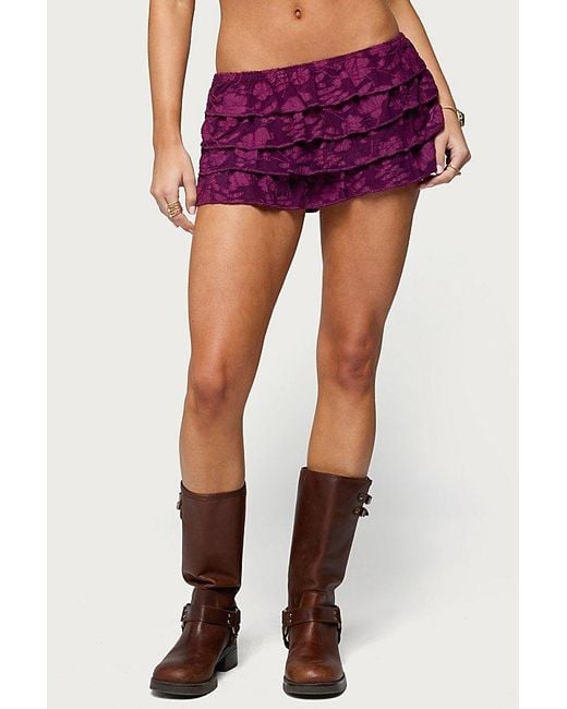 Edikted Keyla Ruffled Textured Micro Skort