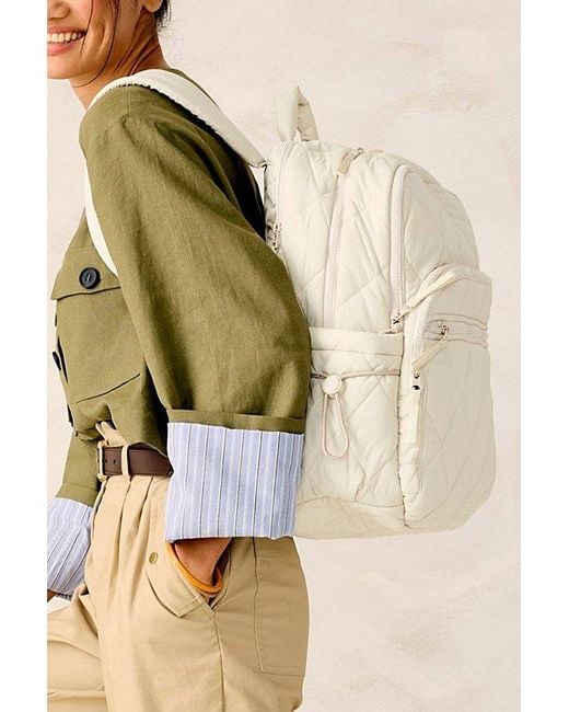 Vera Bradley White Quilted Nylon Large Bancroft Backpack