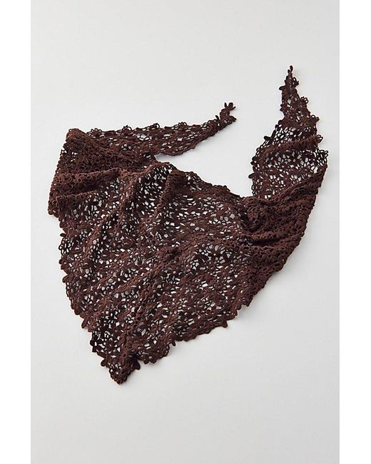Urban Outfitters Brown Floral Crochet Headscarf