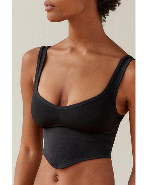 Out From Under Black Camilla Seamless Bustier Cropped Tank Top