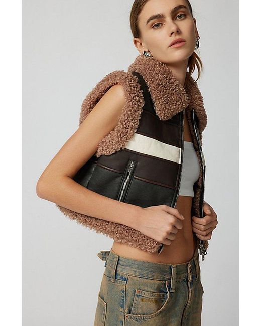 Urban Outfitters Brown Uo Donald Moto Vest Jacket