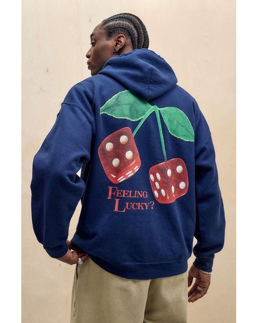 Urban Outfitters Blue Uo Navy Feeling Lucky Hoodie for men