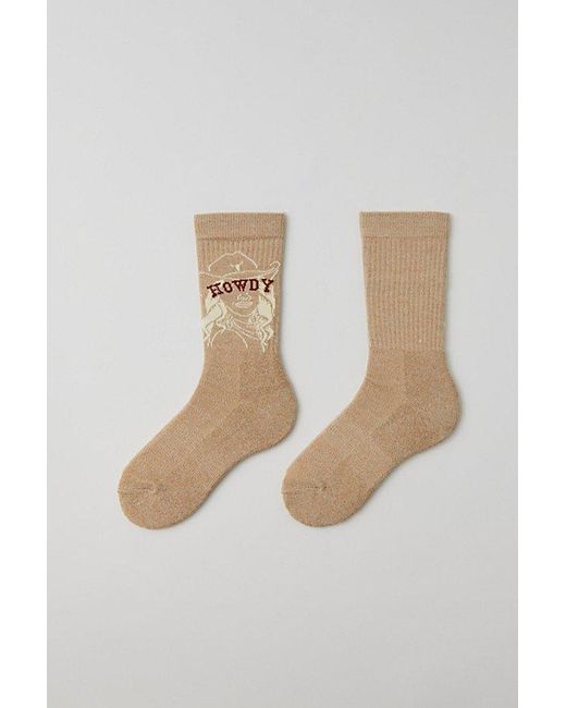 Urban Outfitters Natural Howdy Crew Sock for men