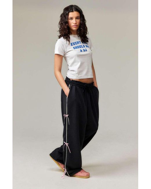 Urban Outfitters Black Uo Bow Baggy Joggers