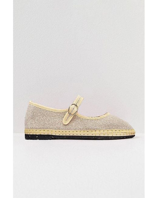 Flabelus Multicolor Linen Mary Jane Flat