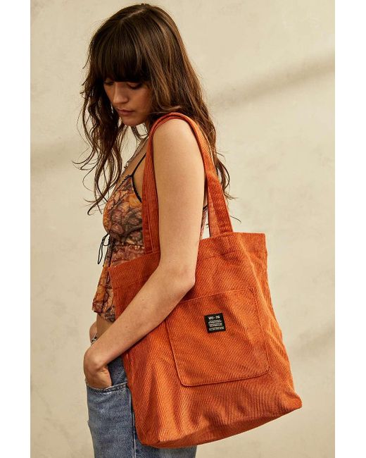 Urban Outfitters Orange Uo Corduroy Pocket Tote Bag
