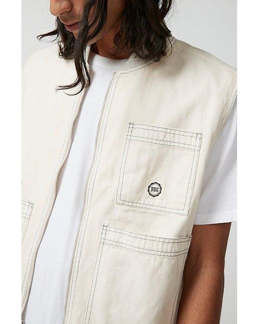 BDG White Denim Chore Vest Jacket for men