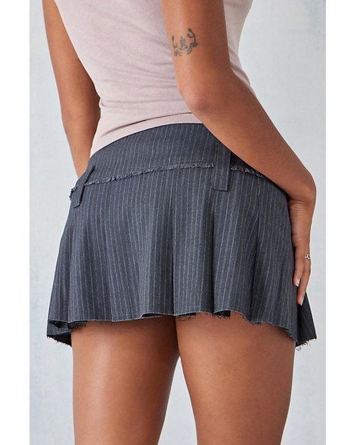 Urban Outfitters Blue Uo Pinstripe Pleated Mini Skirt