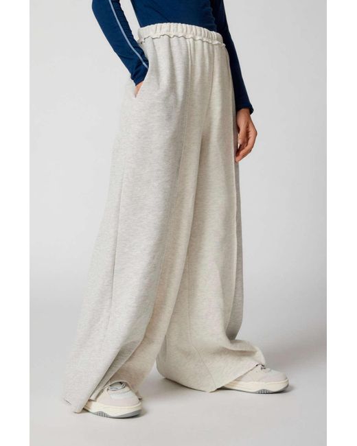 Out From Under Gray Spencer Seamed Wide-leg Sweatpant In Grey,at Urban Outfitters