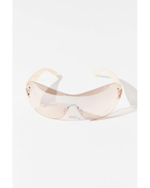Urban Outfitters Natural Cher Butterfly Shield Sunglasses In Gold At