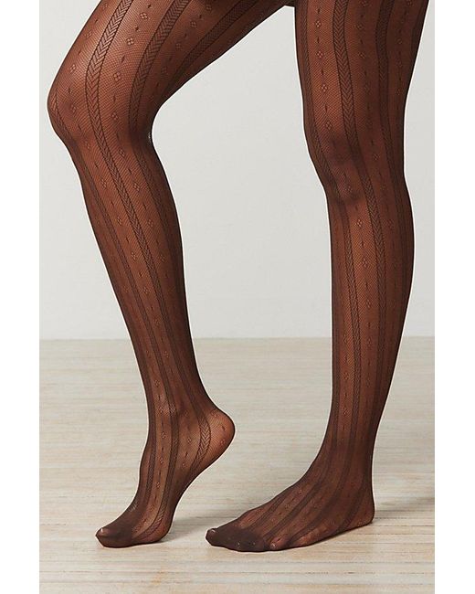Urban Outfitters Brown Ally Clover Pointelle Tights