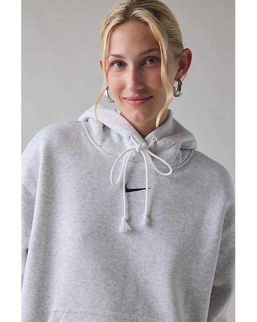 Nike Gray Sportswear Phoenix Fleece Oversized Pullover Hoodie Sweatshirt