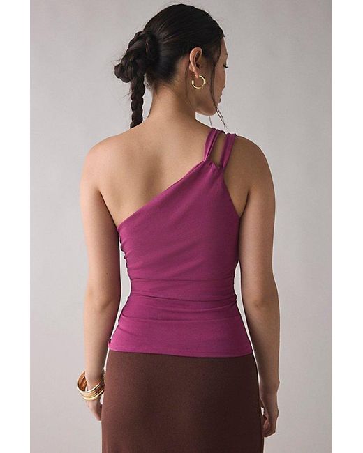Urban Outfitters Purple Uo Carson Asymmetrical Twist One-Shoulder Top