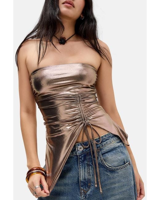 Silence + Noise Blue Silence + Noise Rem Metallic Bandeau Top