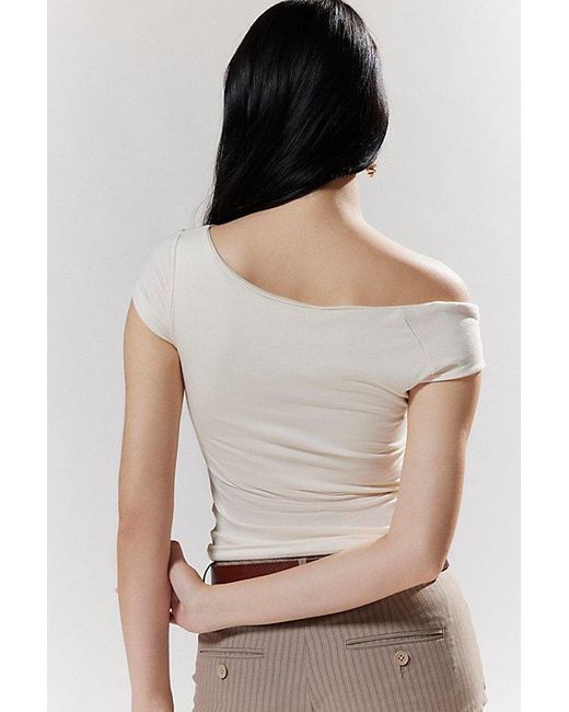 Silence + Noise White Grace Fitted One-Shoulder Top