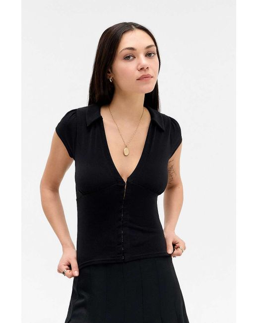 Silence + Noise Black Silence + Noise Loren Hook & Eye Shirt