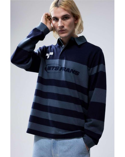 iets frans Blue Stripe Rugby Shirt for men