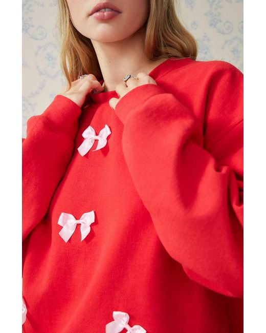 Urban Outfitters Uo Red Bow Sweatshirt