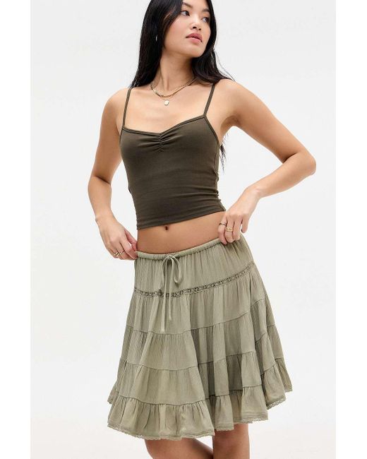 Kimchi Blue Green Ava Crinkle Midi Skirt