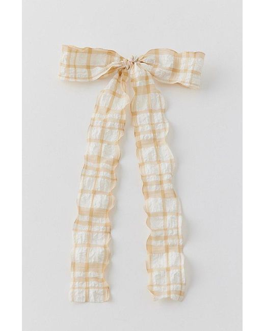 Urban Outfitters Natural Wavy Gingham Bow Barrette