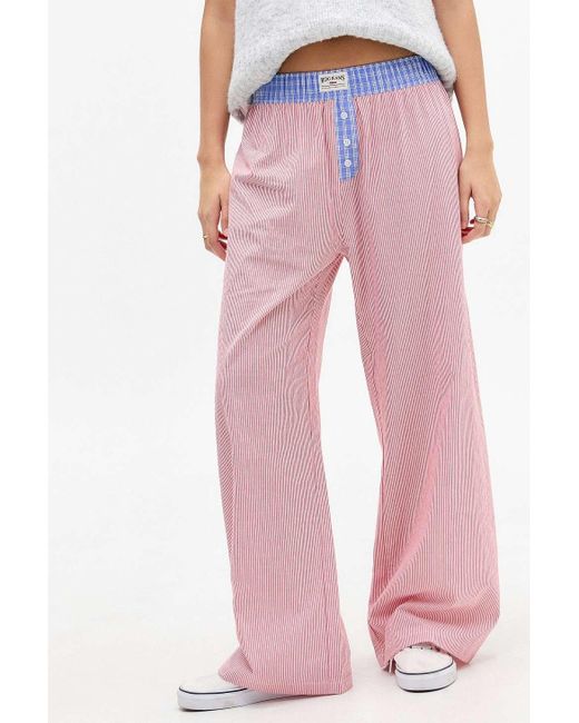 BDG Pink Red Contrast Stripe Pyjama Trousers