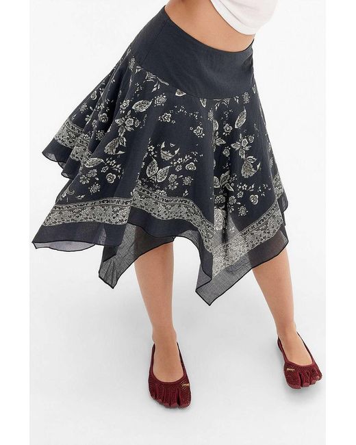 Urban Outfitters Black Uo Serena Scarf Print Midi Skirt