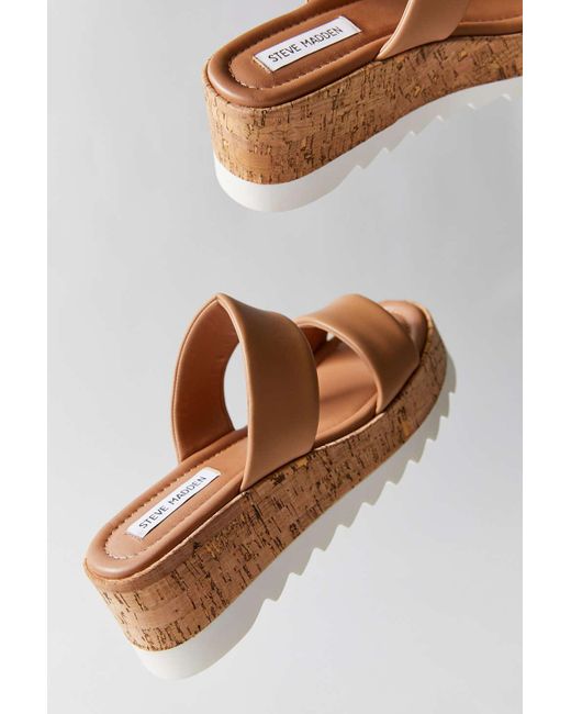 Steve Madden Defuse Cork Platform Sandal in Tan (Brown) Lyst