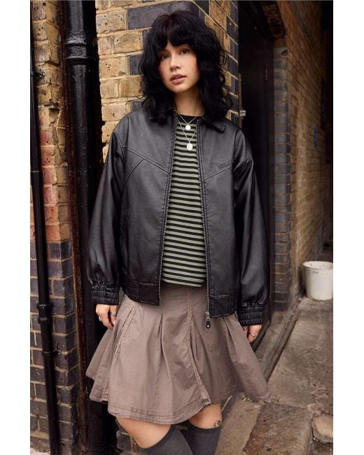 BDG Black Frankie Faux Leather Bomber Jacket