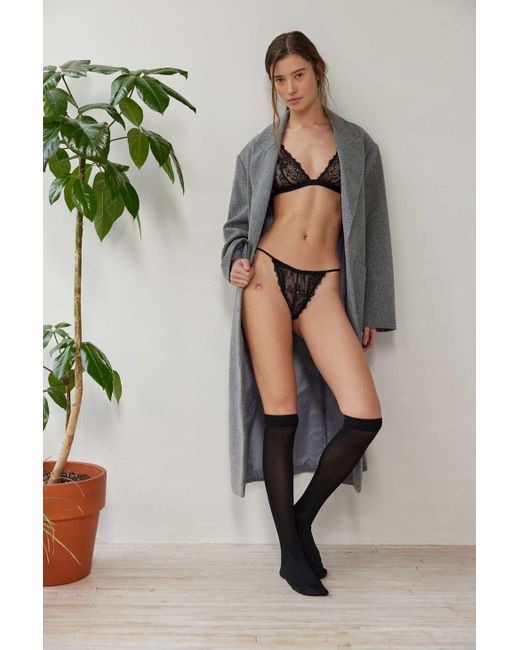 Out From Under Green Budapest Love High Sheer Lace Tanga In Black,at Urban Outfitters