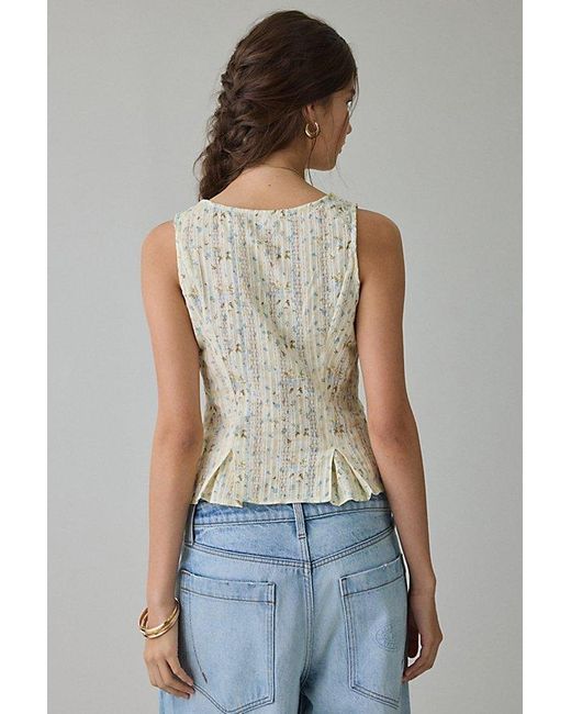Kimchi Blue Gray Aurelia Lace Trim Sleeveless Blouse