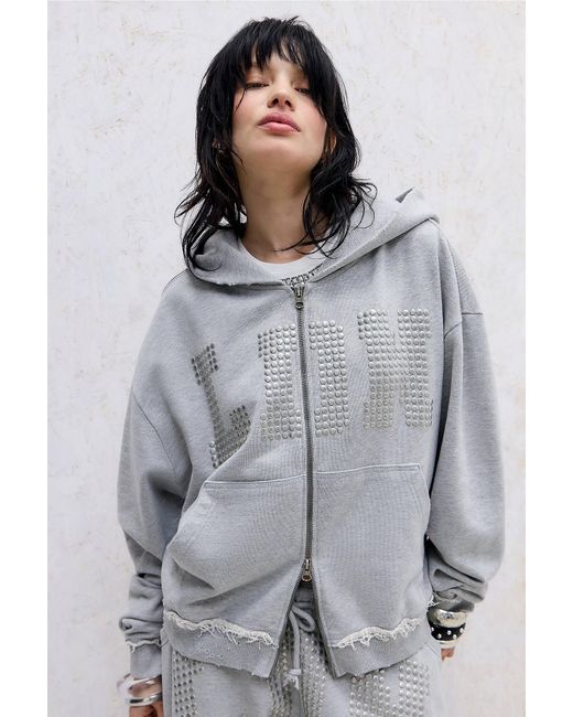 Jaded London Gray Ldn Stud Monster Hoodie