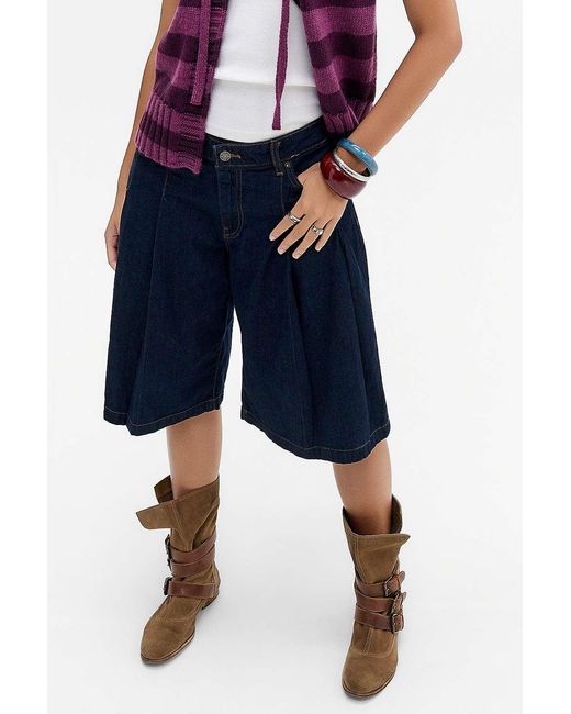 Guess Blue Jeans Rinse Pleated Jorts