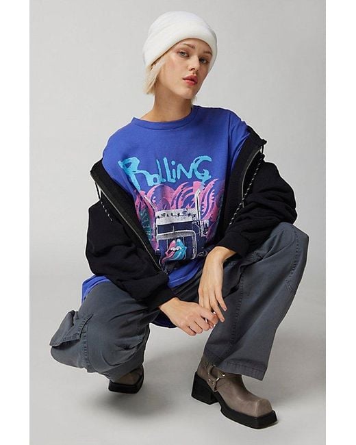 Urban Outfitters Blue Rolling Stones Foxborough Oversized Tee