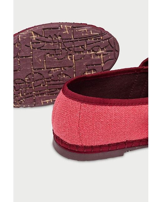 Flabelus Red Double Strap Linen Mary Jane Flat