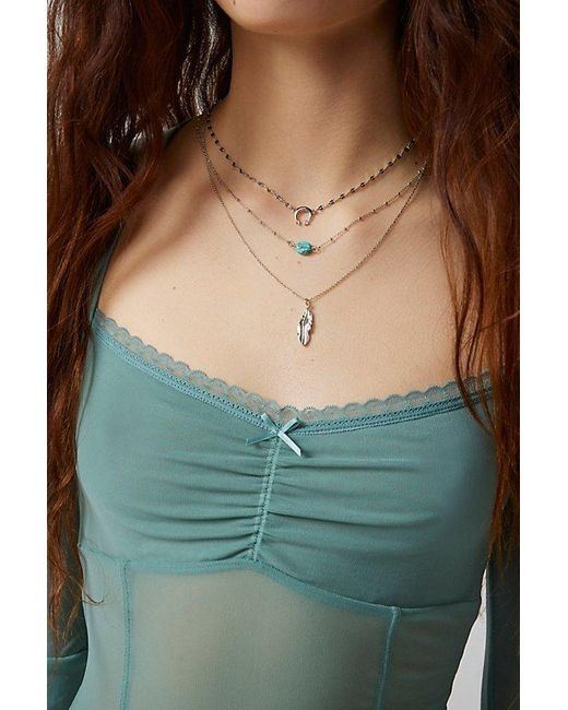 Urban Outfitters Green Icon Layered Necklace