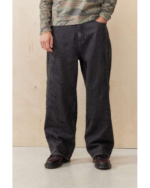 Ed Hardy Black Uo Exclusive All-over Embroidered Jeans for men