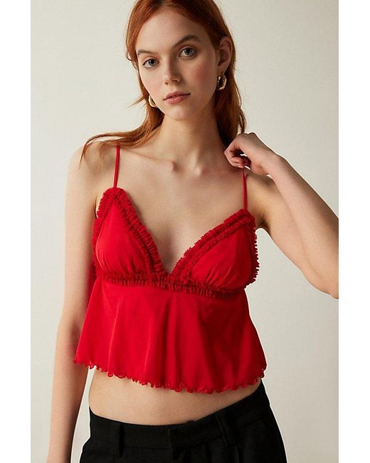 Out From Under Red Dryad Stretch Tulle Babydoll Cami