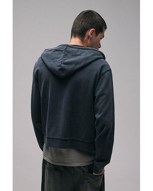 BDG Black Bonfire Solid Zip-Up Hoodie Sweatshirt for men