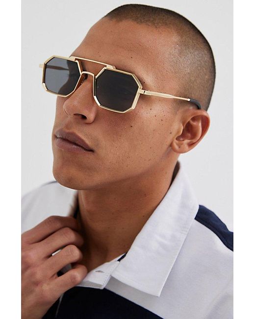Urban Outfitters Metallic Owen Navigator Sunglasses for men