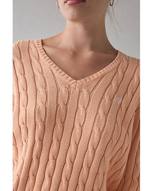 Vintage & ReMADE by UO Multicolor Vintage By Uo Bleached Cable Knit V-Neck Sweater