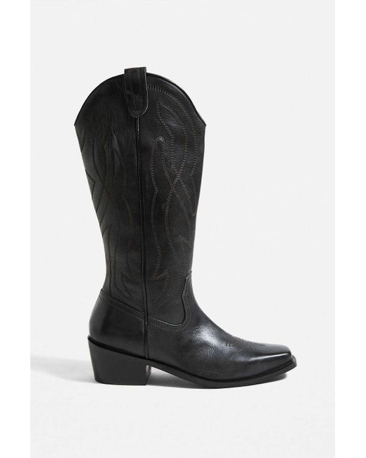 Urban Outfitters Uo Cassidy Western Black Leather Boot In Black At Lyst