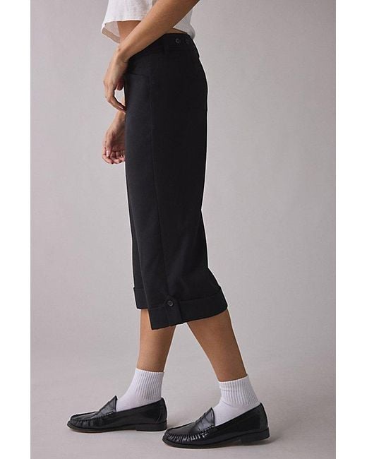 Kimchi Blue Black Office Siren Low-Rise Wide Leg Cropped Pant
