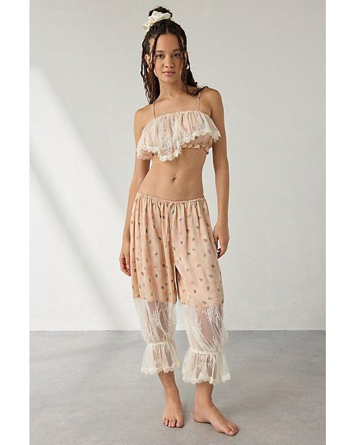 Out From Under Natural Milla Lace-Trim Bra Top + Bloomer Pant Set
